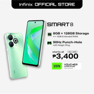 Infinix Smart 8, (up to 8GB [4GB + 128GB], 90hz Punch-Hole Display, (1 year local warranty)