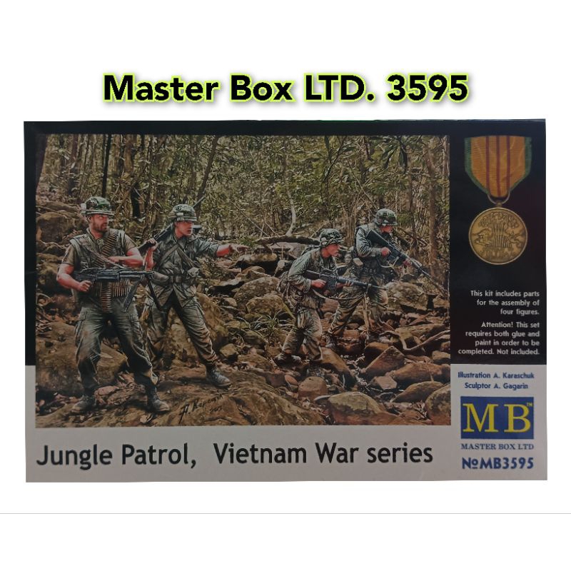 Master Box 1/35 Scale Jungle Patrol Vietnam War Figures – Plastic Model Kit (4 Figures) + Free Gift