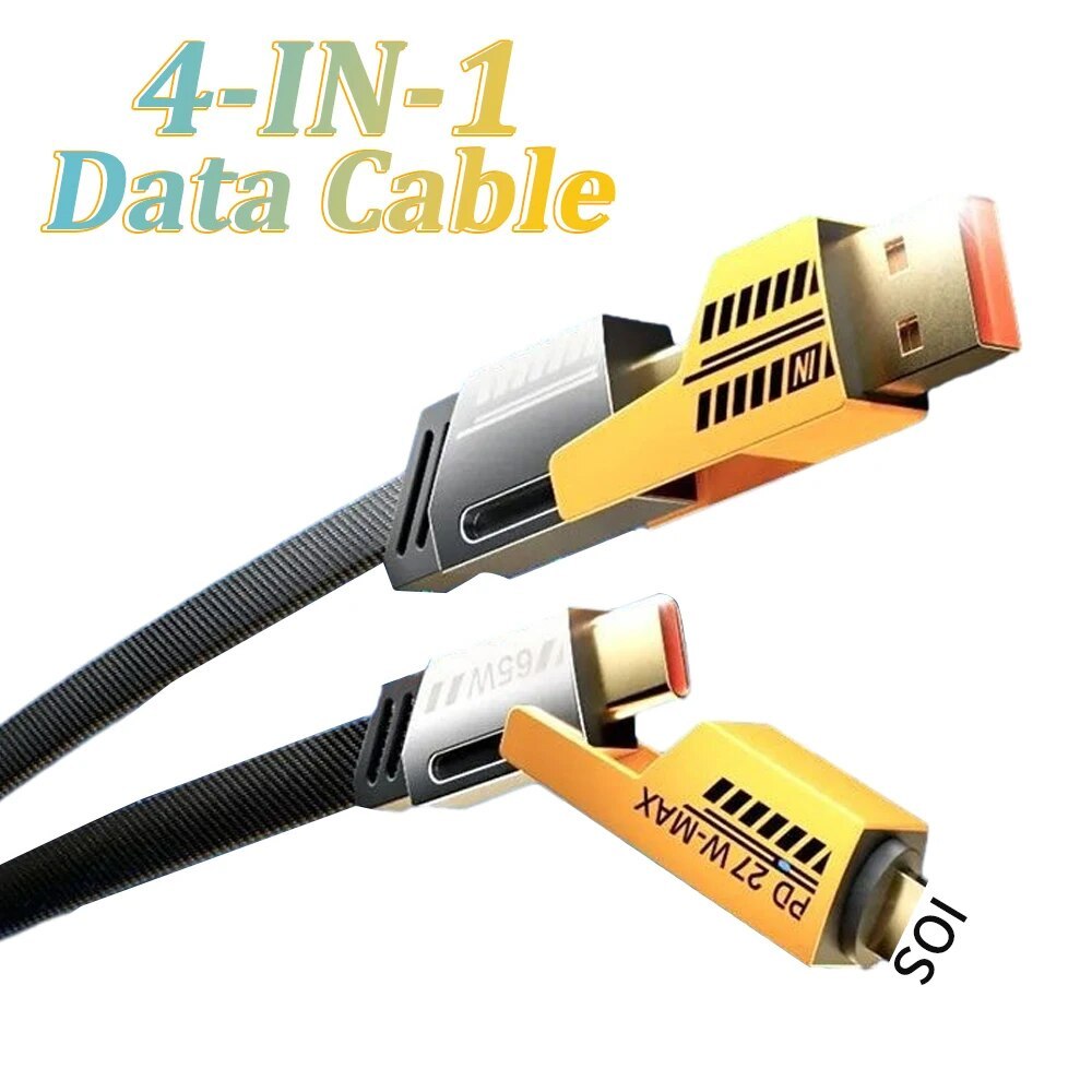 4 in 1 Mechanical Style Data Line Charging Braided Cable USB to Type C ...