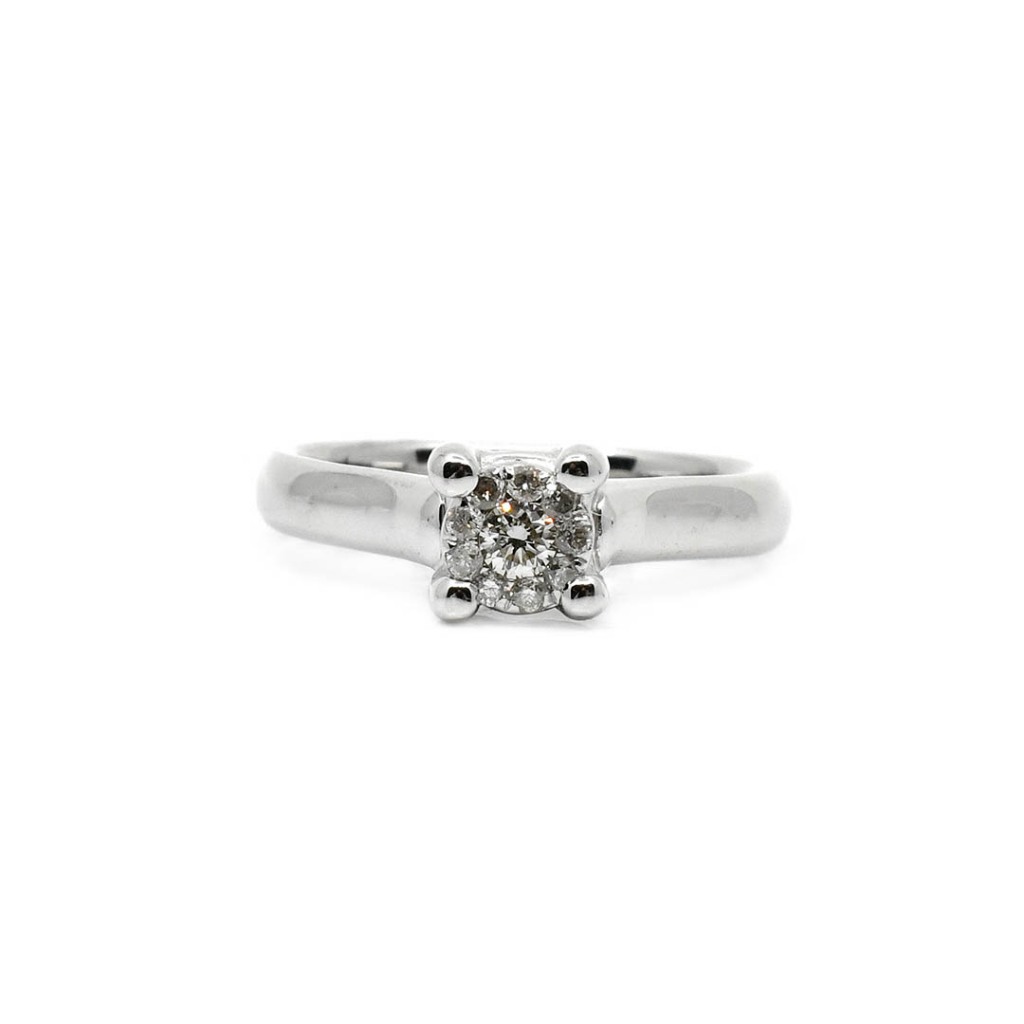 18K Italian Made White Gold Lady Ring with Diamonds EL24-B01128 ...