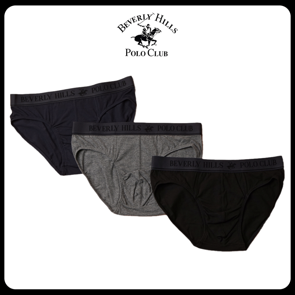 Beverly Hills Polo Club Cotton Mens Underwear Briefs for Men 3 Pack BLK BLU GRE Shopee Philippines