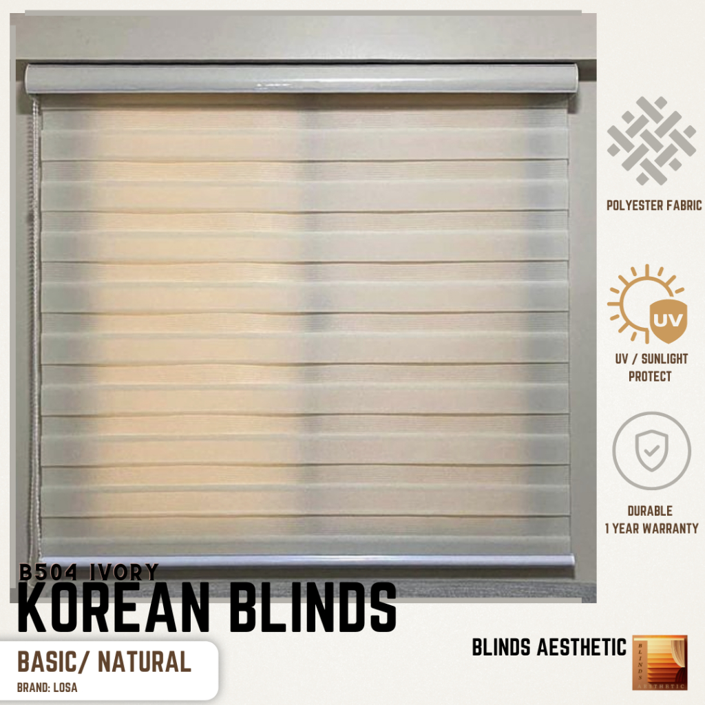 BASIC B504 IVORY (customize size) KOREAN WINDOW BLINDS 100% HIGH ...