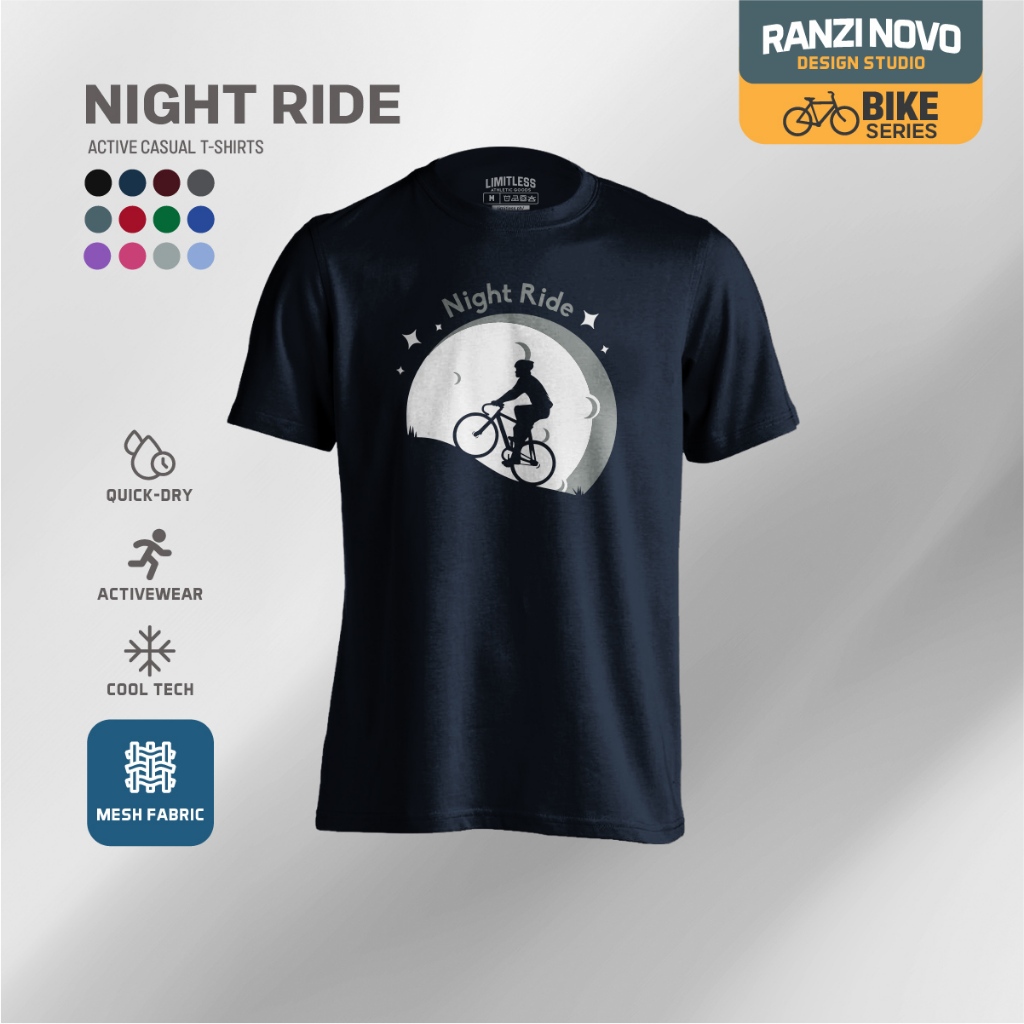 Night Ride - Bike Drifit Shirt Men's Activewear T-Shirt Cycling Biking ...