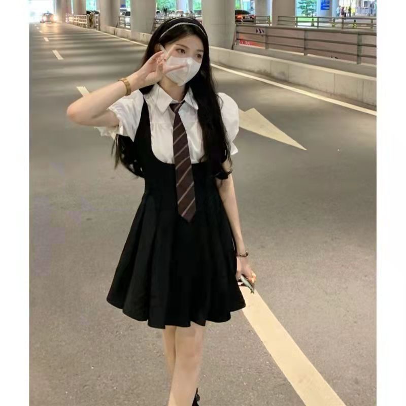 College Style American Spicy Girls JK Uniform Dress Suit Black Summer ...