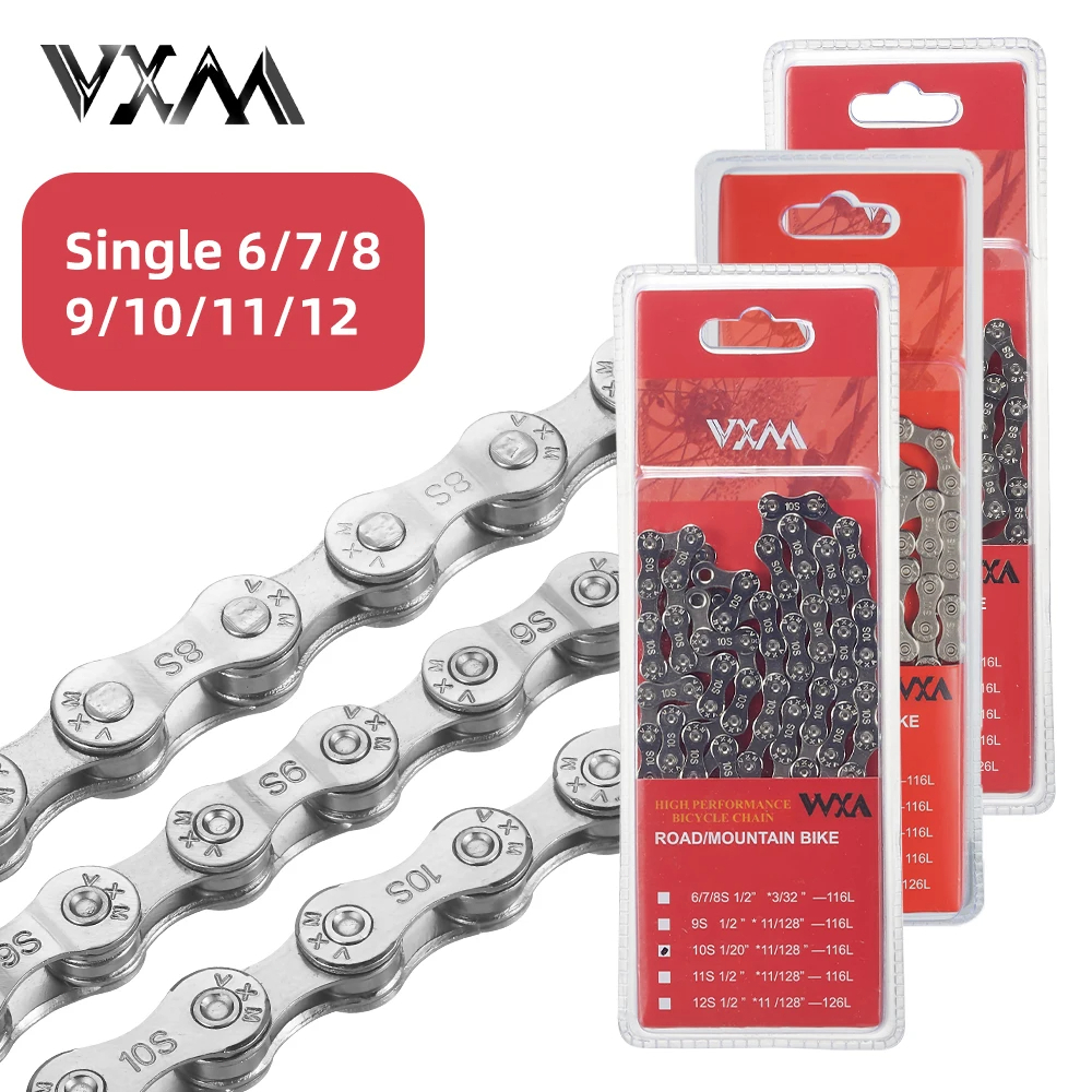VXM Bicycle Chain 10/11/12 Speed Silver Ultralight Variable speed chain ...