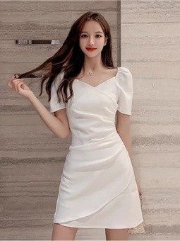 Summer white dress for woman Casual civil wedding dress white Korean graduation midi fitted dresses Shopee Philippines