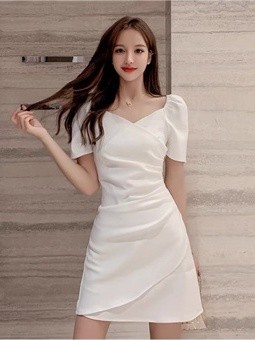 Summer white dress for woman Casual civil wedding dress white Korean graduation midi fitted dresses Shopee Philippines