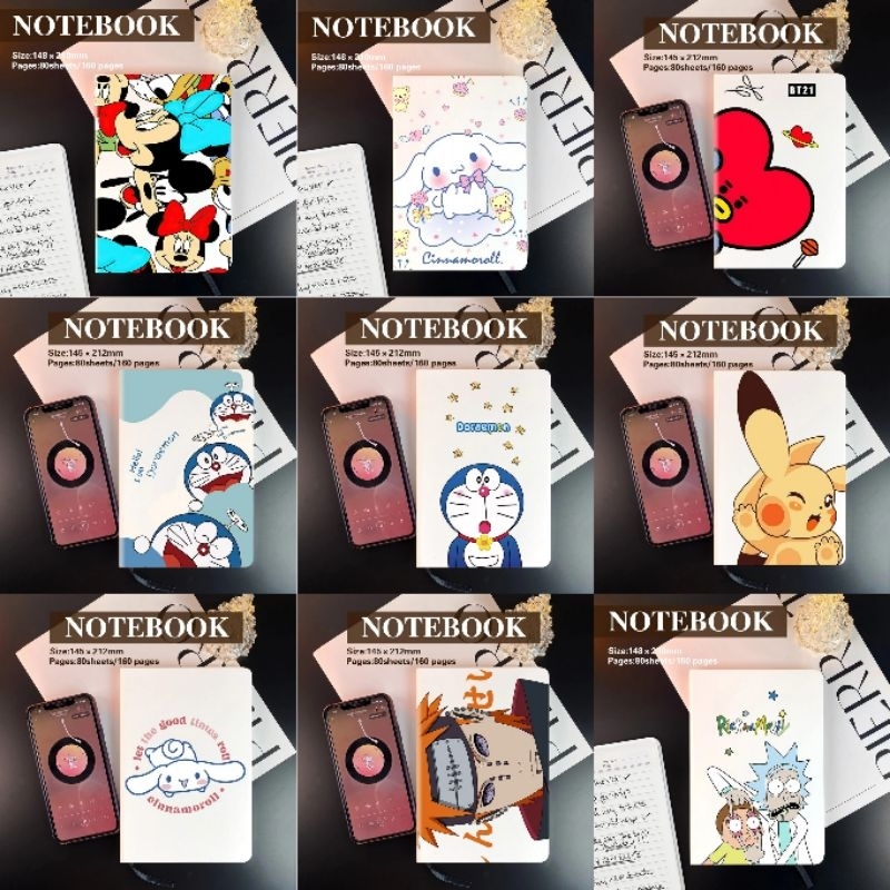 1pc A5/A6 Doraemon Notebook Character Cats Pikachu BT21 Tata Rick and ...
