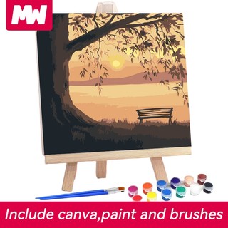 MW Digital Oil Paint By Numbers 20X20cm Canvas Frame Number Painting ...