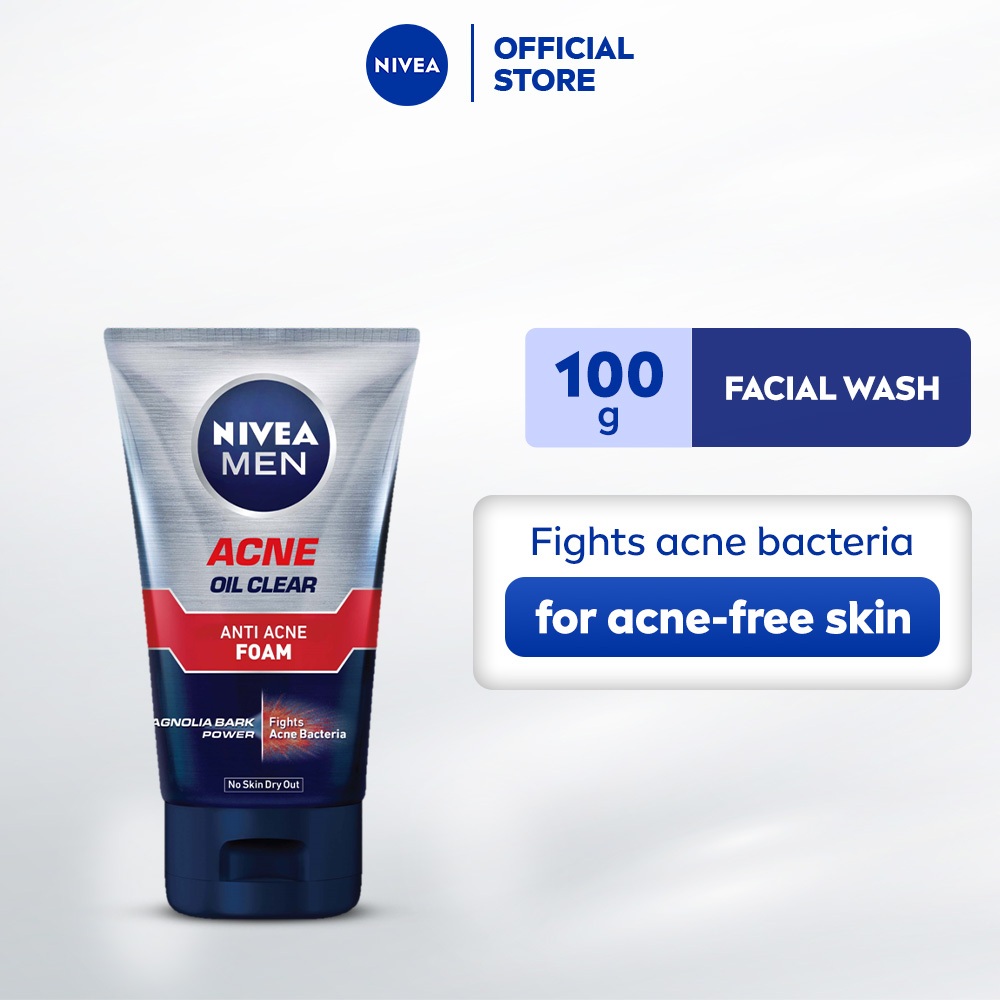 NIVEA MEN Facial Wash Acne Oil Clear Foam, Cleanser for Oily Skin, 100g ...