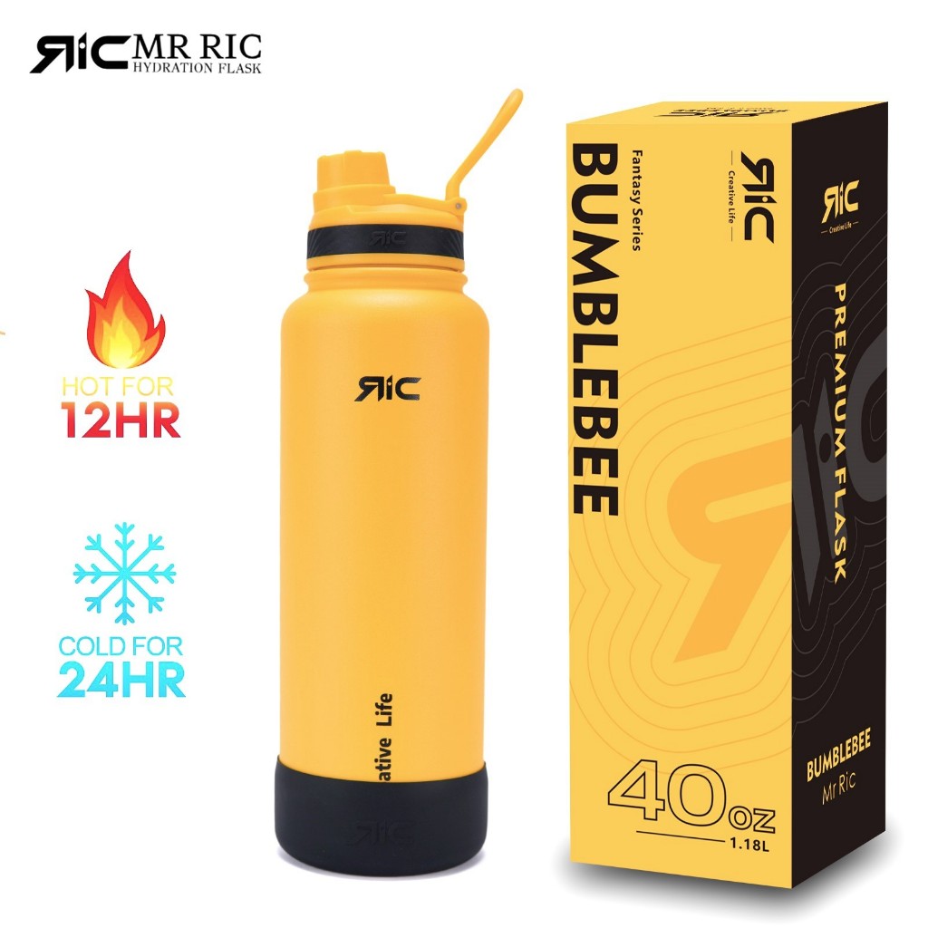 Mr Ric Hydration Flask w/ Free Silicone Boot Insulation Stainless Steel ...