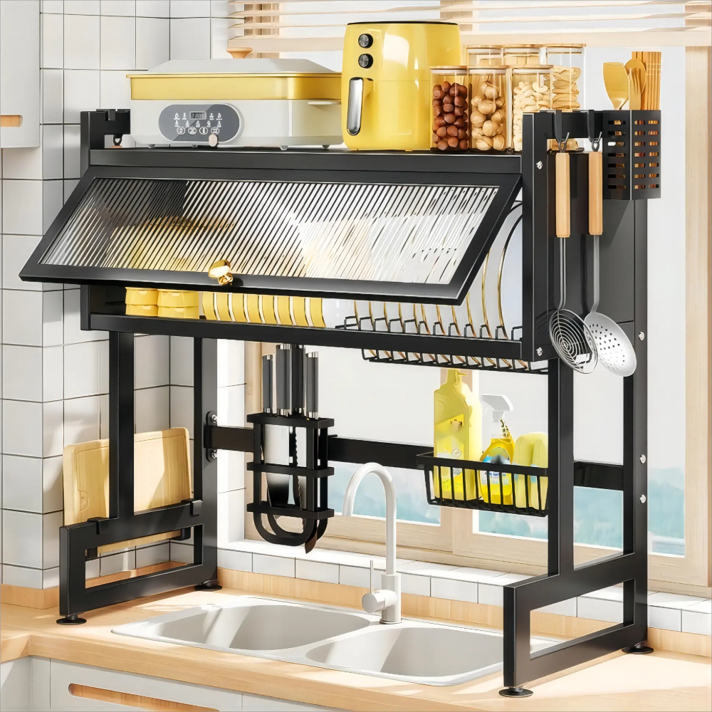 Dish Drying Rack, Large Stainless Steel Over The Sink 2 Tier Dish Rack ...