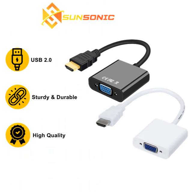 Hdmi to Vga Adapter With Audio Hdtv Tv Av Video Cable Converter