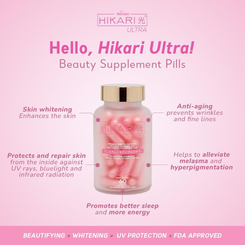 Hikari Ultra Premium Glutathione With Oral Sunblock and Photo Protection  Technology 60 Capsules | Shopee Philippines