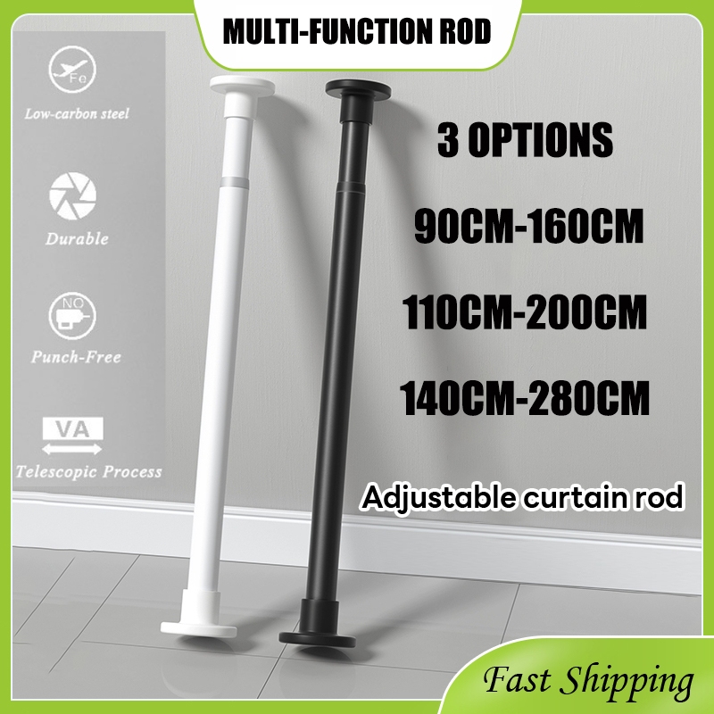Adjustable Shower Curtain Rod PunchFree Telescopic Tension Strong