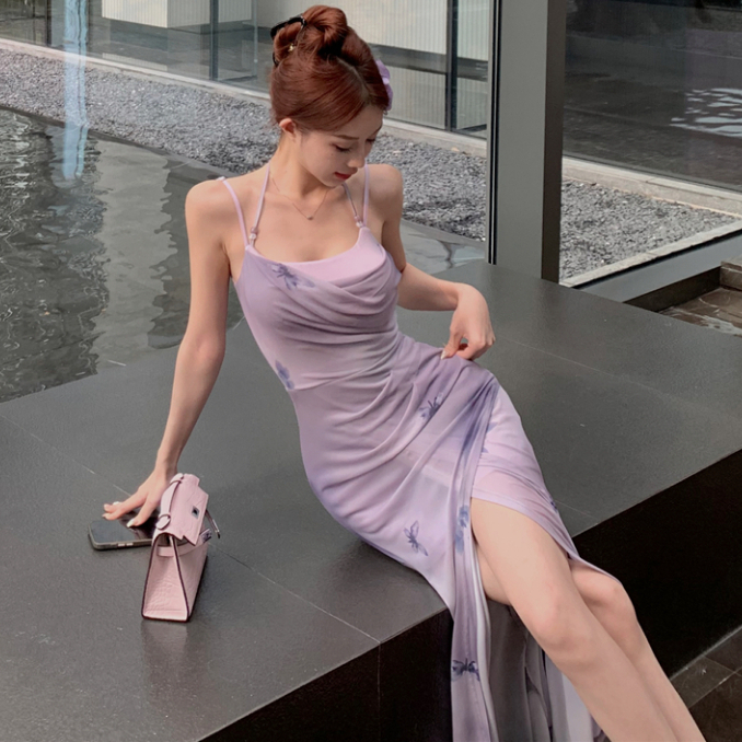 strapless open back dress purple bridesmaid dress main image 0