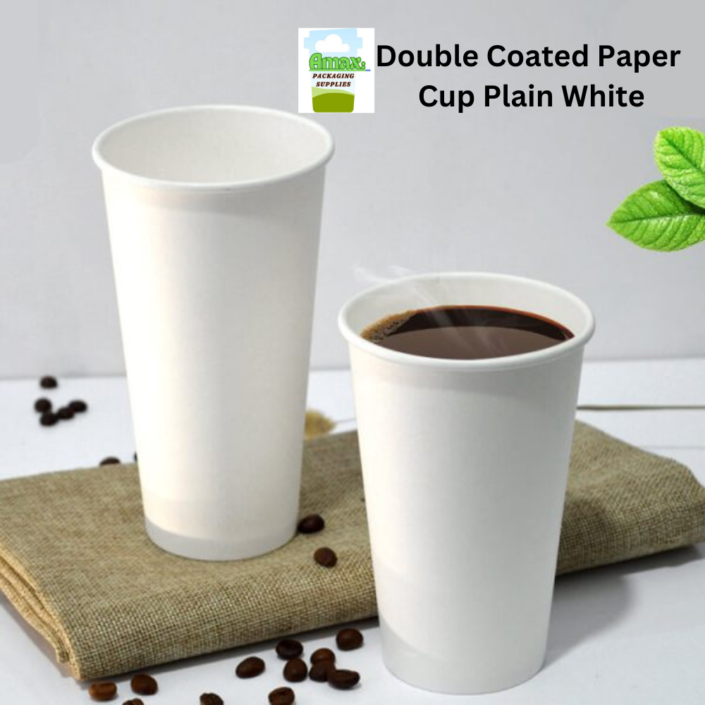 50Pcs /22oz 40pcs/16oz Double Coated paper cup Plain white 90mm coffee ...