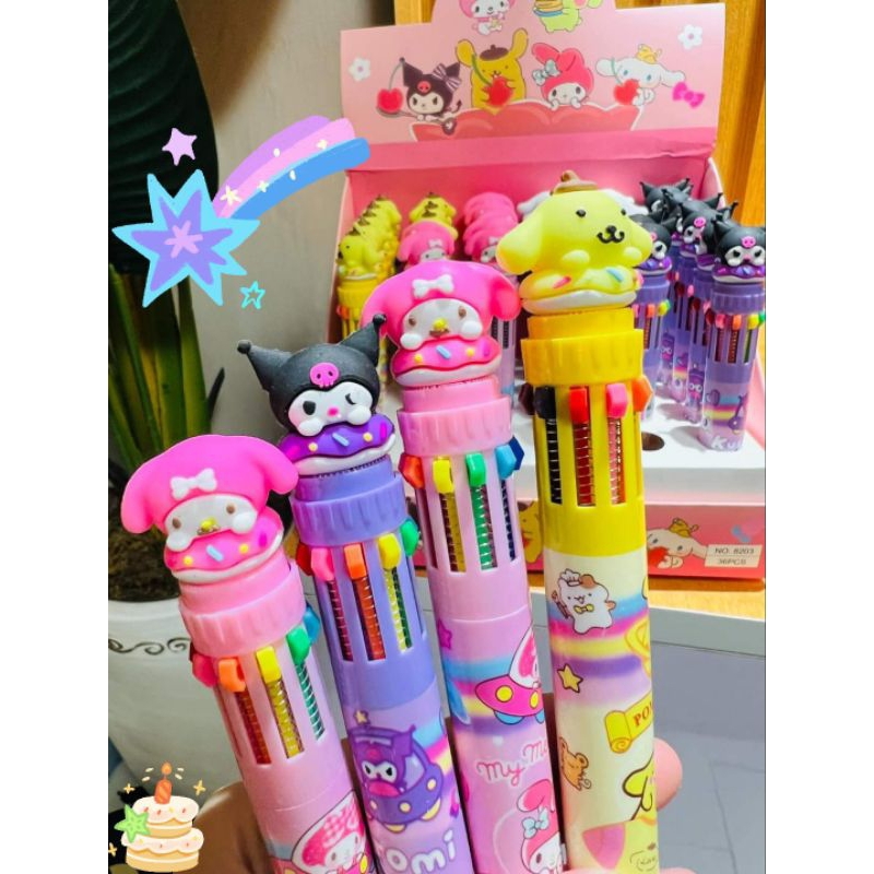KUROMI CINNAMAROLL MY MELODY POMPOMPURIN BALLPEN TWISTED CHANGING COLOR ...