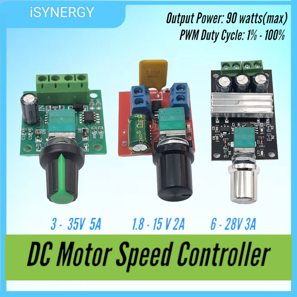 DC Motor Speed Controller PWM Regulator 1.8-15V 2A | 3-35V 3A | 6-28V ...