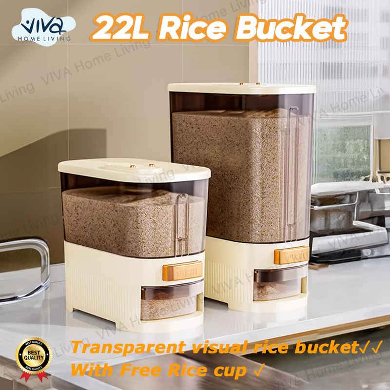 22L Rice Dispenser Moisture-Proof Sealed Grain Rice Storage Box ...