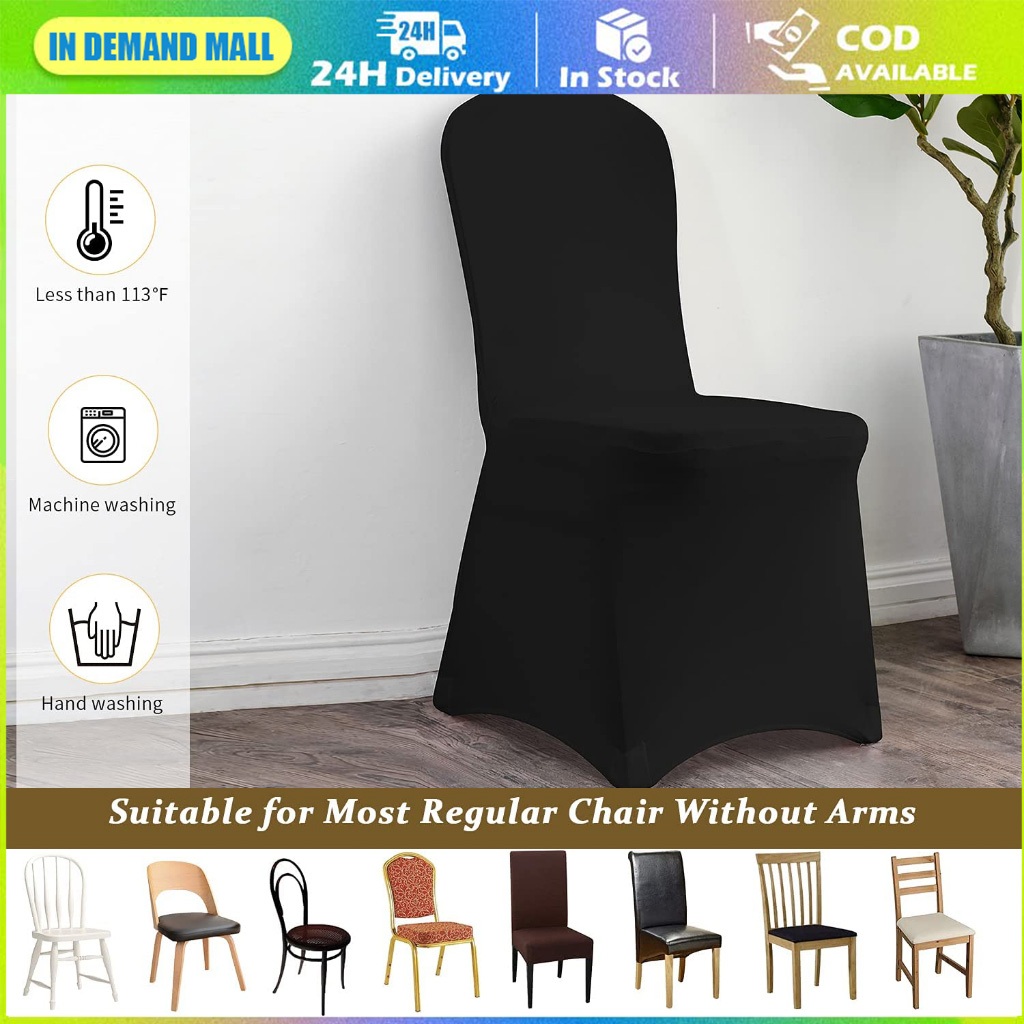 COD 4pcs Universal Polyester Spandex Plastic Monobloc Fitted Chair Cover  Wedding Chair Restaurant