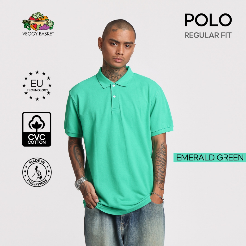 Veggy Basket CVC Cotton Polo EMERALD GREEN (S-3XL/ / Regular Fit ...