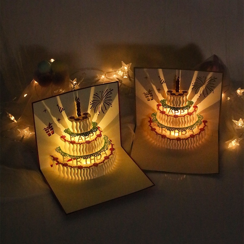 3D Music Birthday Card Pop Up Light Greeting Creative Party Birthday ...