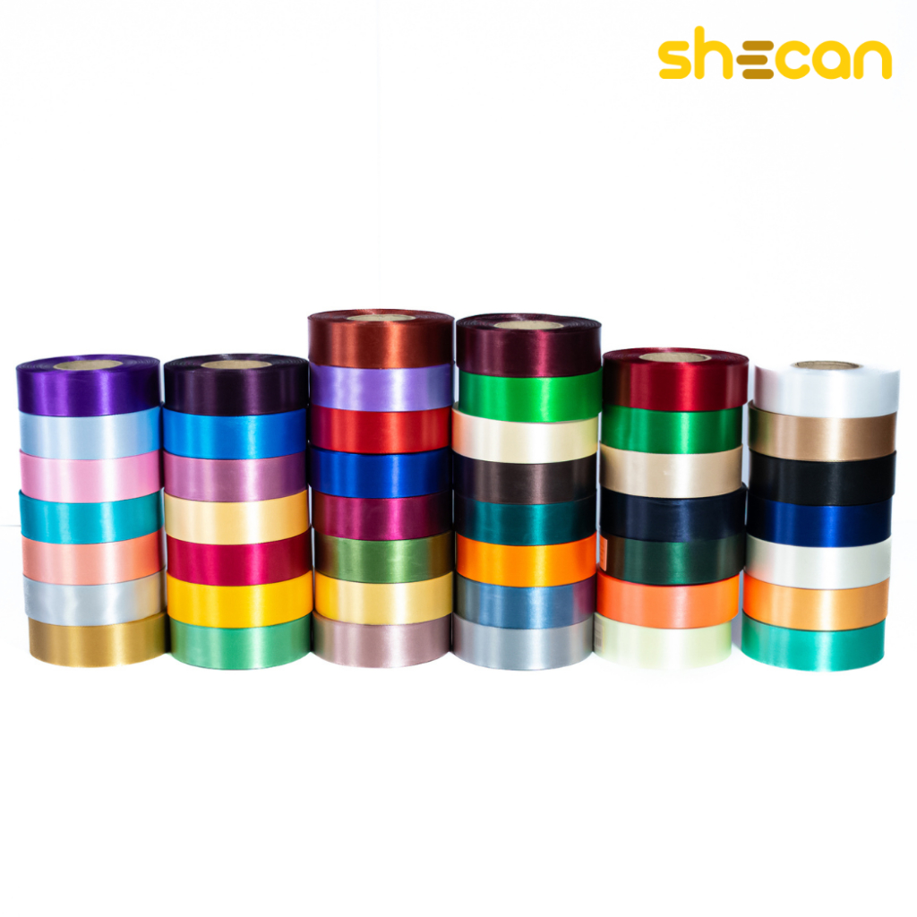 Shecan Ribbons Pink, Red and Orange Shades Cut Edge Satin Ribbons 15mm ...