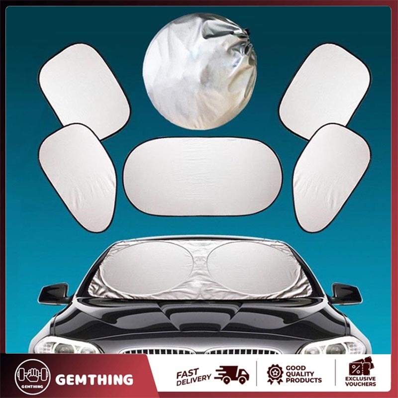 Car sunshade six sets of reflective UV sun protection set glass car ...
