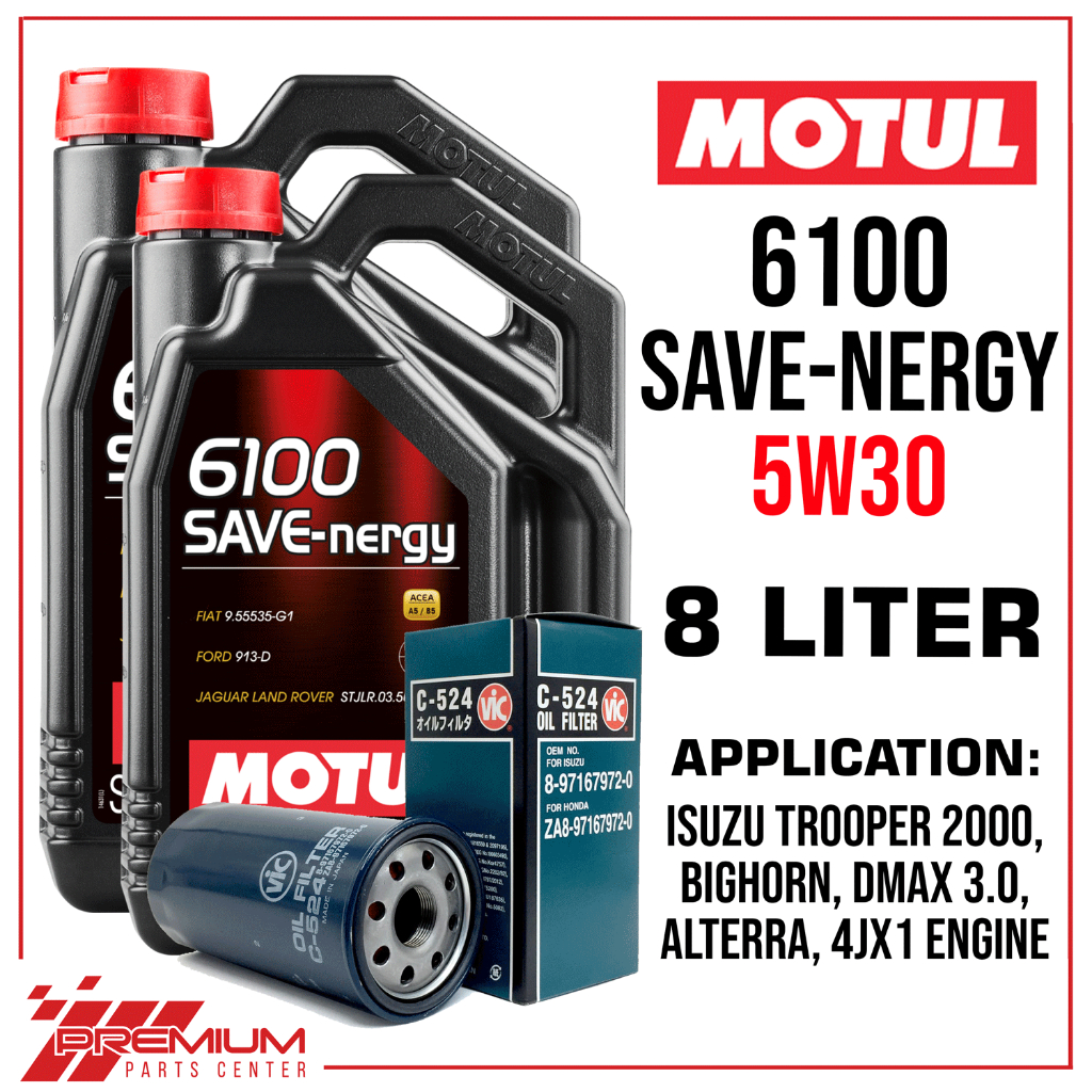 MOTUL 6100 SAVE-NERGY 5W-30 8 Liters Change Oil Bundle for ISUZU ...