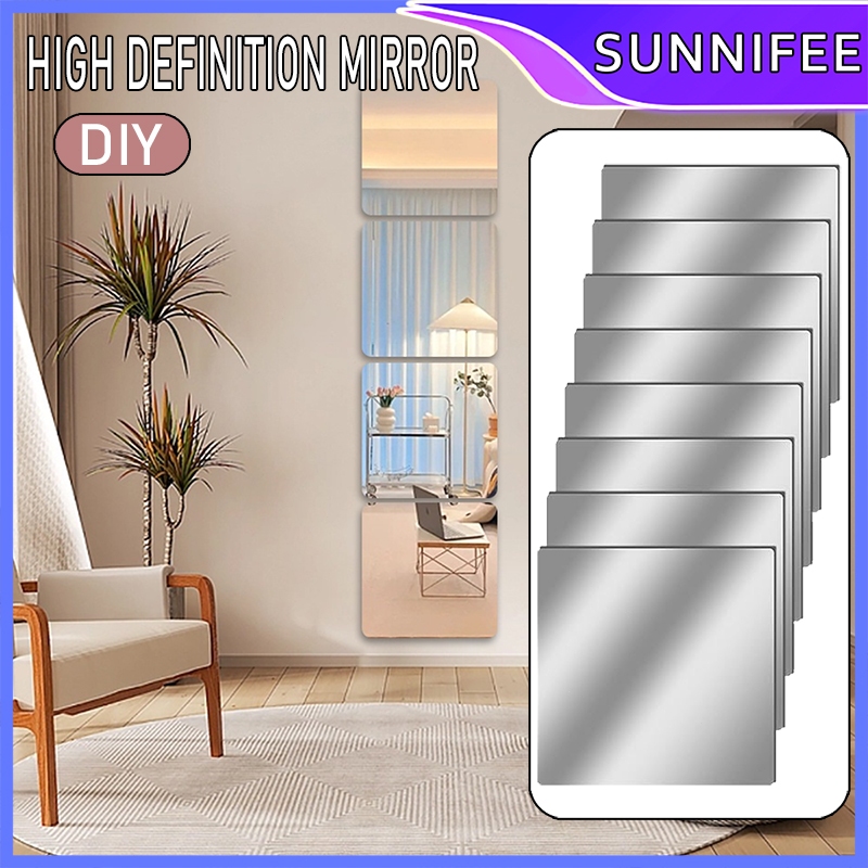 15/20/30cm square mirror high definition Acrylic DIY self-adhesive ...