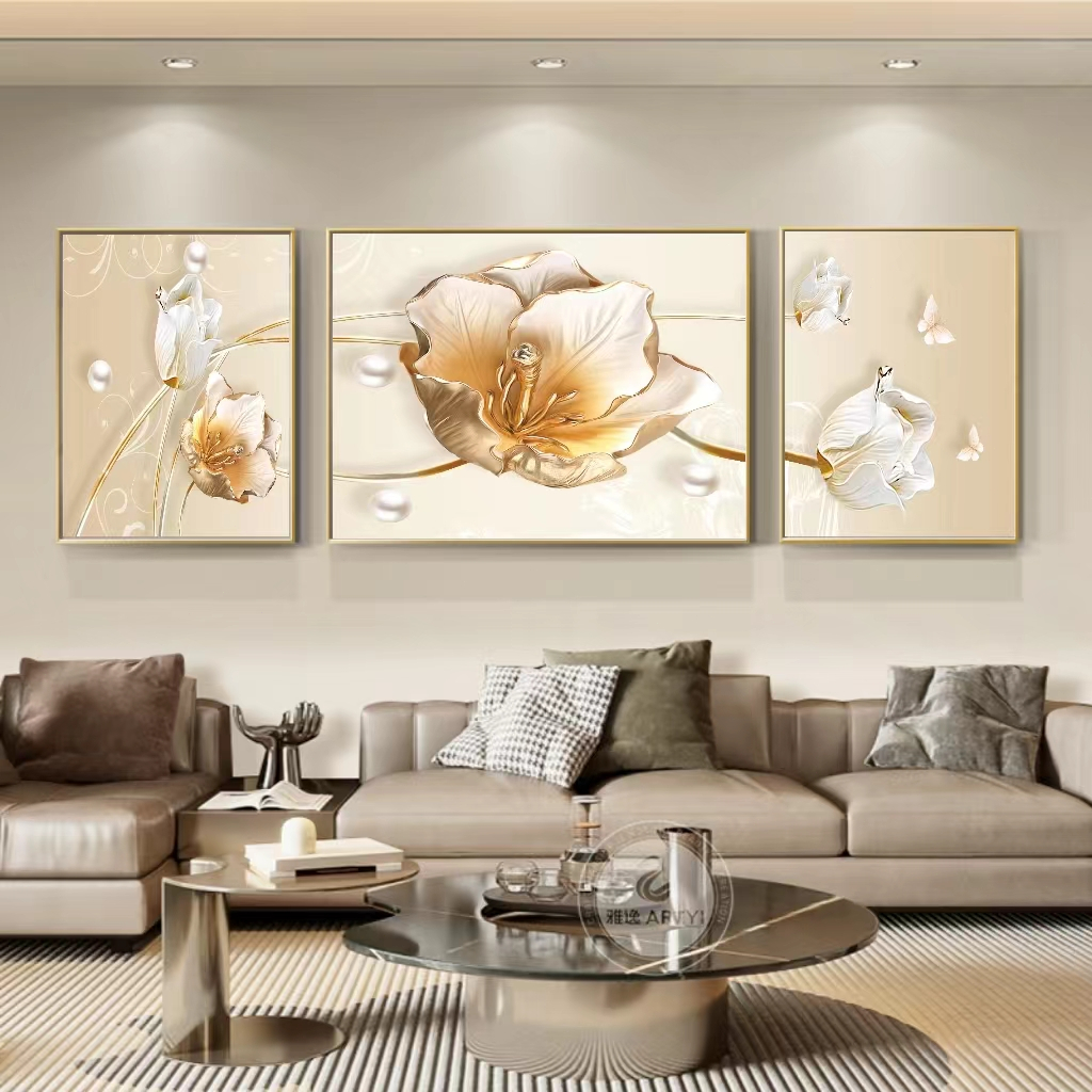 3 Pcs set Living room mural Decor painting modern simple framed mural ...