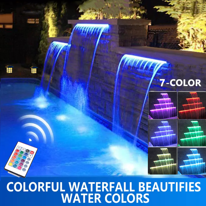 Waterfall Fountain Pool Water Descending Spillway Swimming Pool Light ...