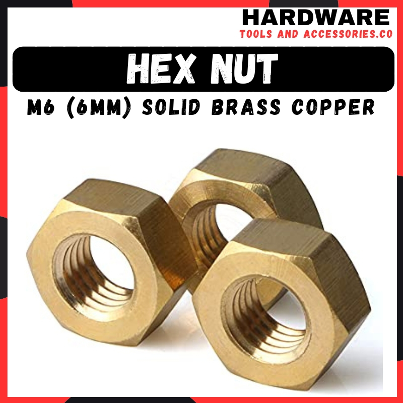 M6 Solid Brass Copper Hex Nut Hexagon Nut High Quality 6mm 5PCS 10PCS