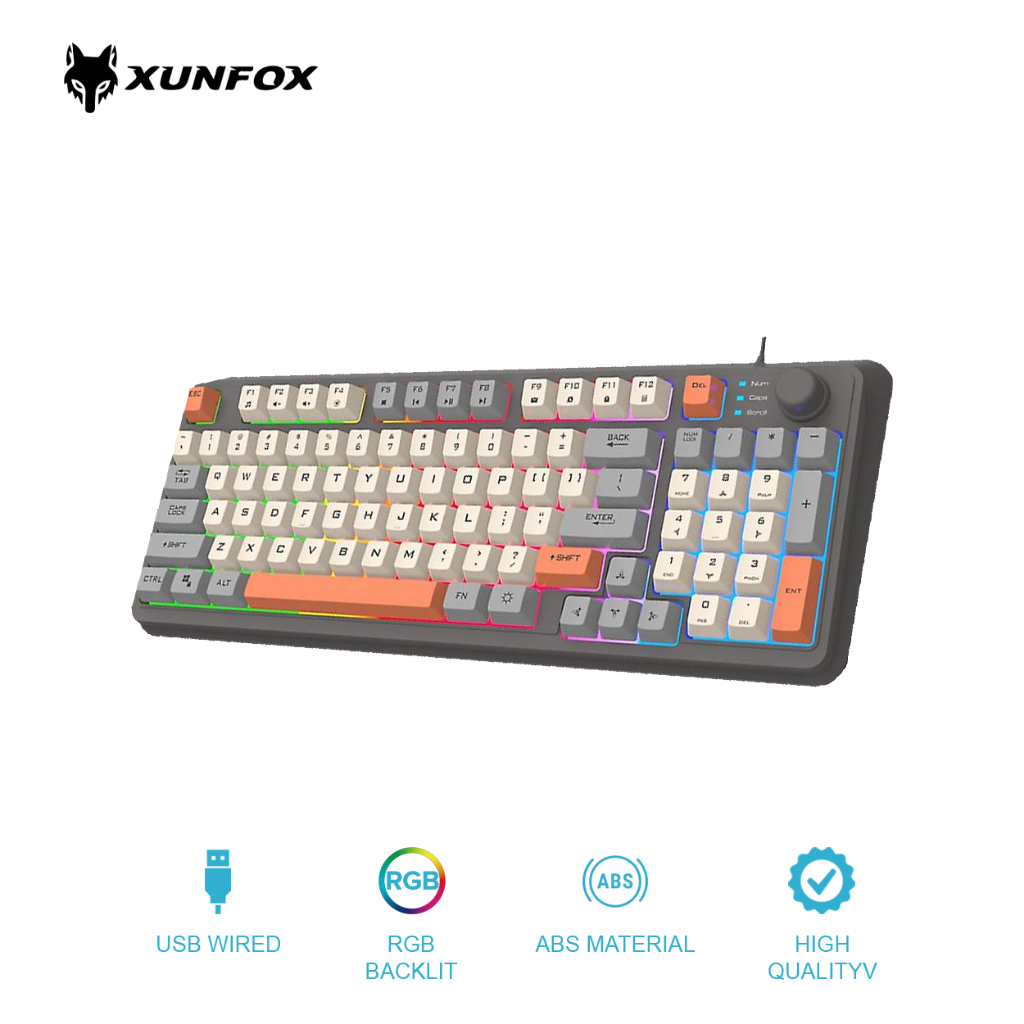 XUNFOX K82 Backlit 94 Key Mixed Ledlight Contrast Color USB Wired ...