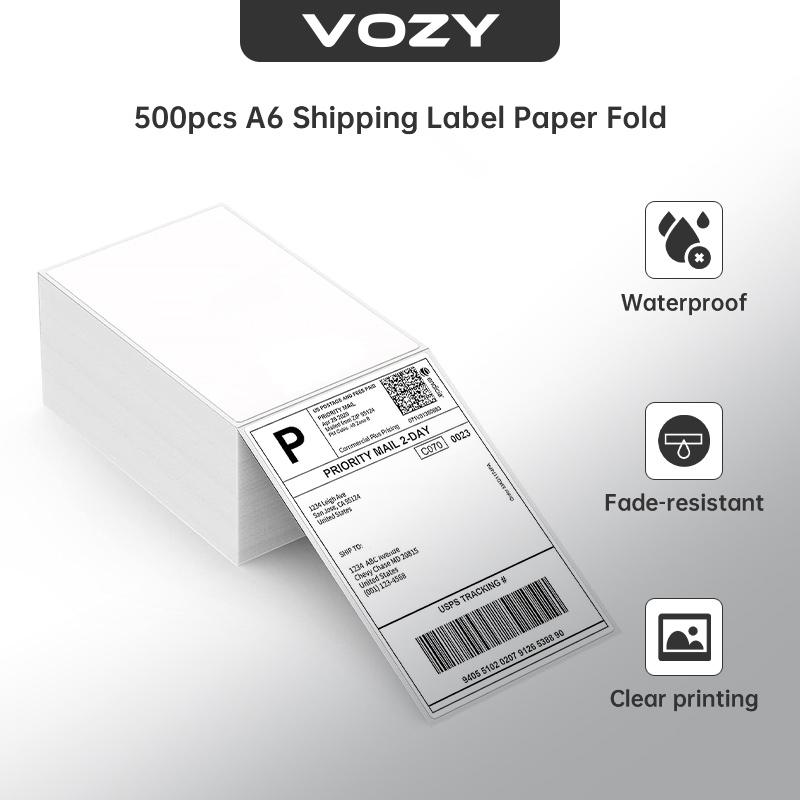 500pcs Waybill Thermal Sticker Fold Stack A6 Waybill Barcode AWB Paper