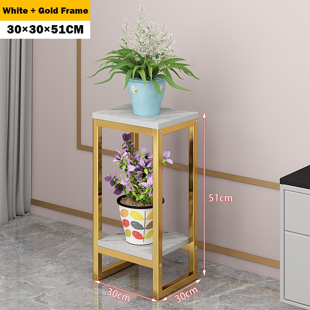 2 Layers Nordic Plant Stand Indoor Metal Flower Stand Outdoor Potted ...