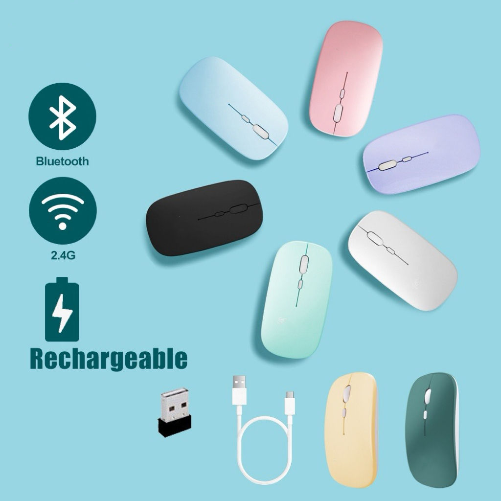 Mouse Wireless for laptop Bluetooth Rechargeable Silent Tablet Phone ...