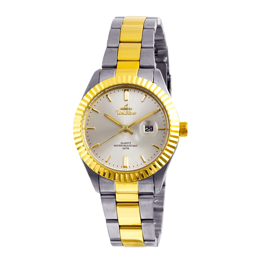 UniSilver TIME Women's Silver / Gold Analog Stainless steel watch ...