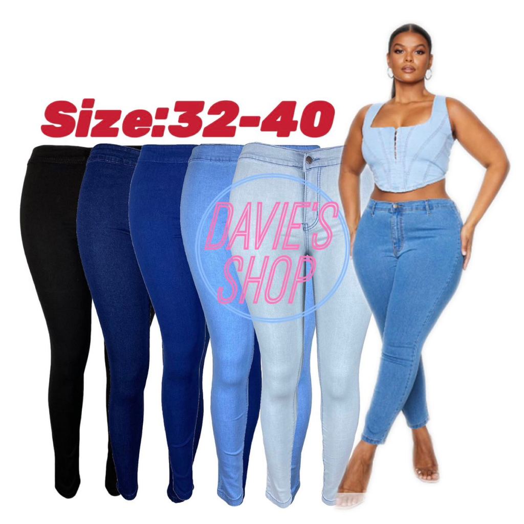 PLUS SIZE High Waist Joni Jeans Stretchable Skinny Jeans Maong Pants for Women Plain Black Work Shopee Philippines