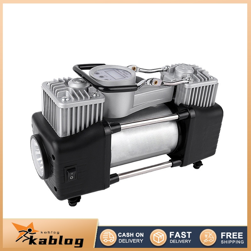 Dual cylinder car portable inflation pump car air compressor tire ...