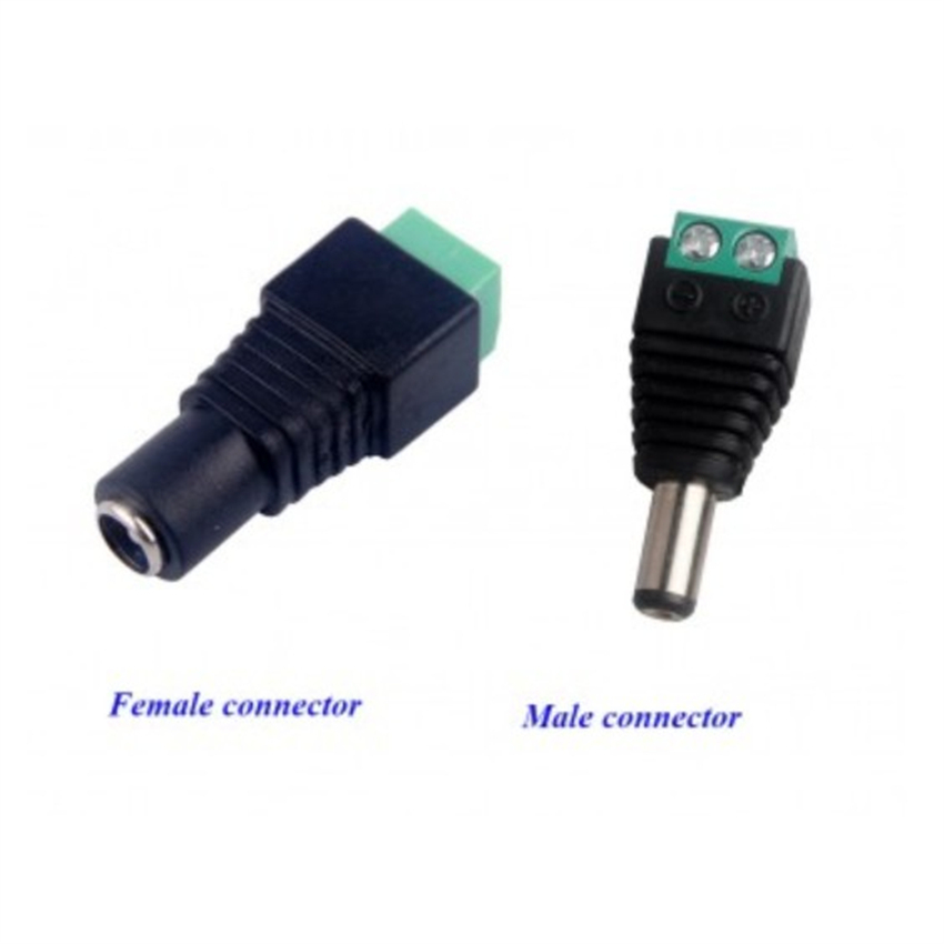 5 Pairs 5.5 x 2.1mm Male and Female DC Socket Adapters 12V CCTV Camera ...