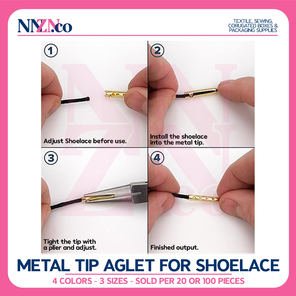 NNZN (Sold Per 20 or 100 Pieces) Metal Tip Aglets for SHOLACE and more ...
