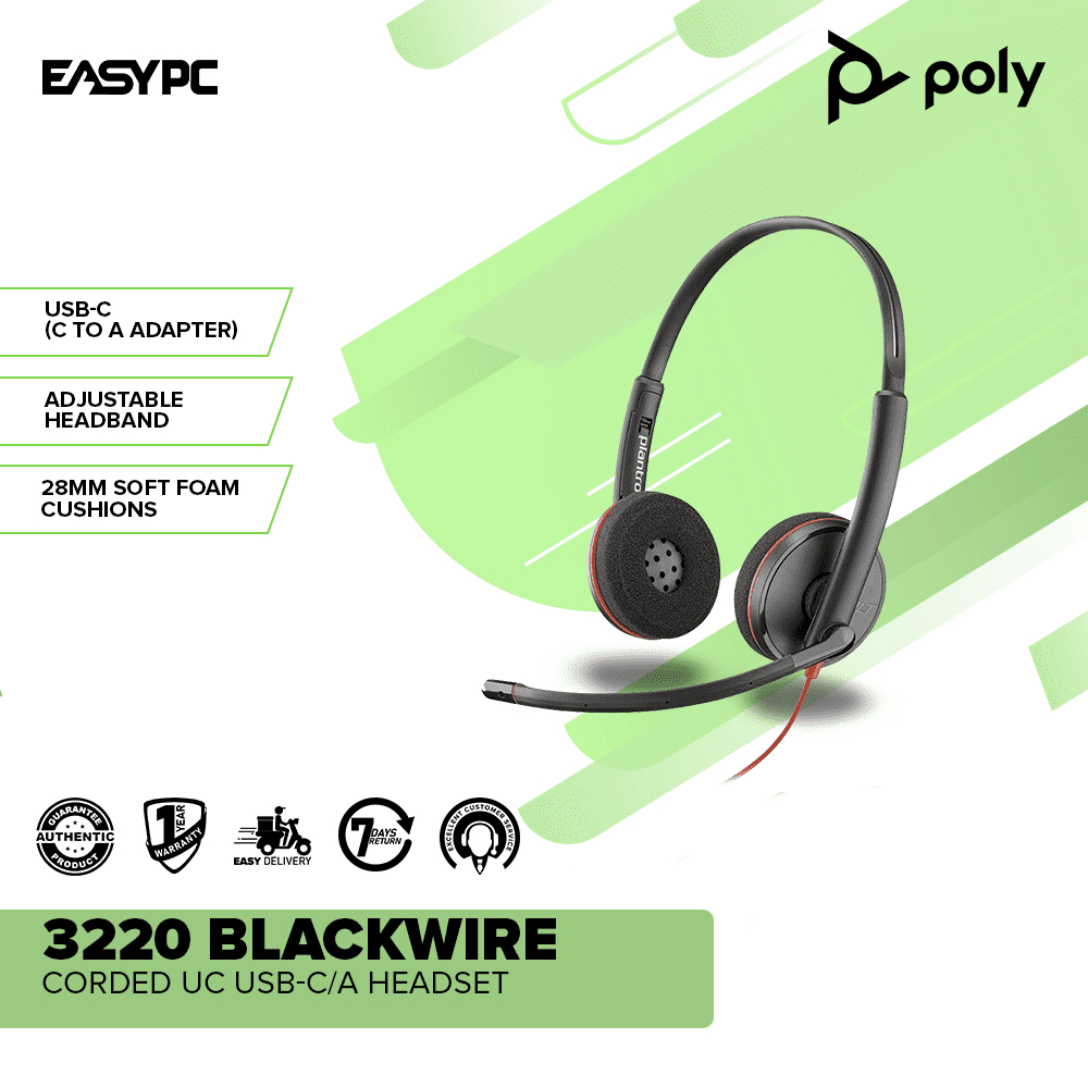 EasyPC Plantronics 3220 Blackwire Corded UC USBC/A Headset Shopee