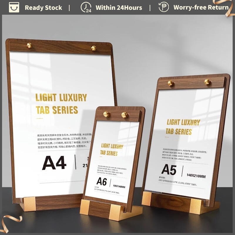 A4/A5 Wooden Display Stand Restaurant Coffee Shop Menu Board Acrylic ...