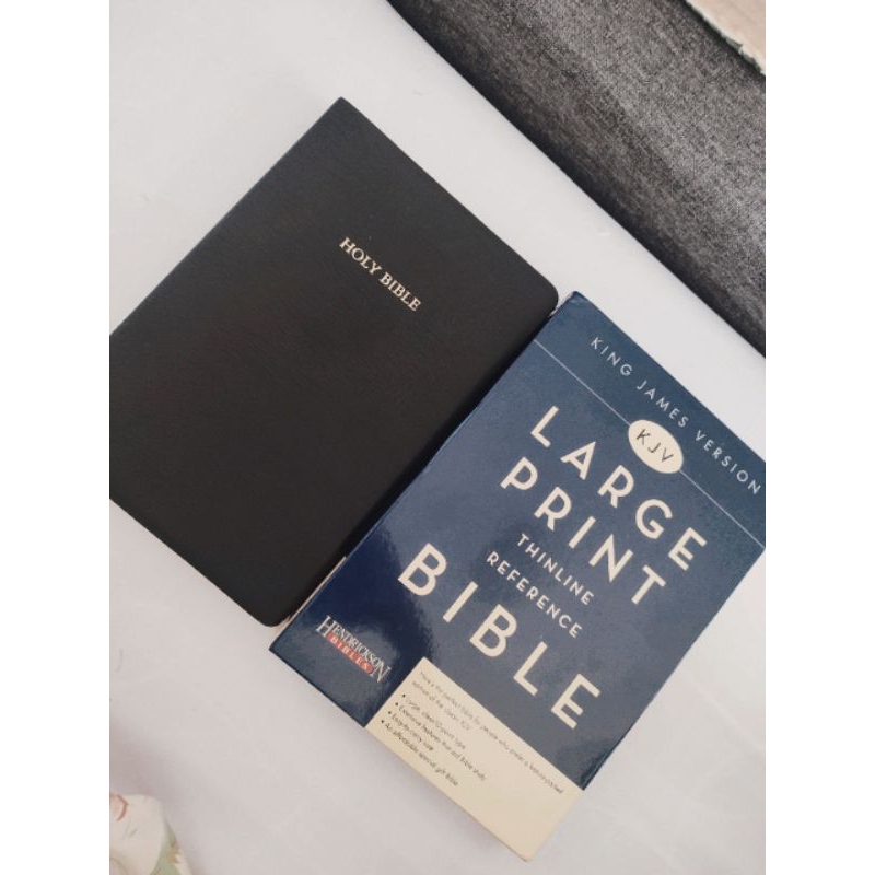 Kjv bible large print thinline reference black genuine leather kjv book