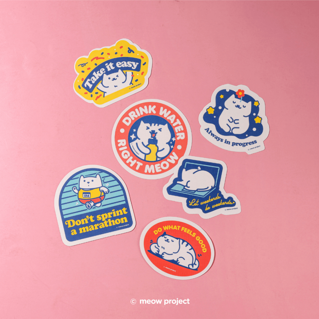 Meow Project Slow and Steady Waterproof Sticker Pack | Shopee Philippines