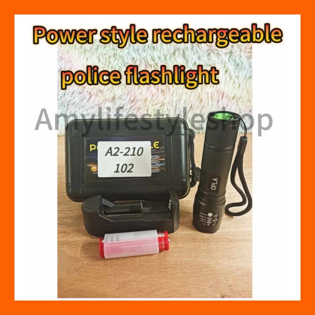 amylifestyleshop Power style rechargeable police flashlight | Shopee ...