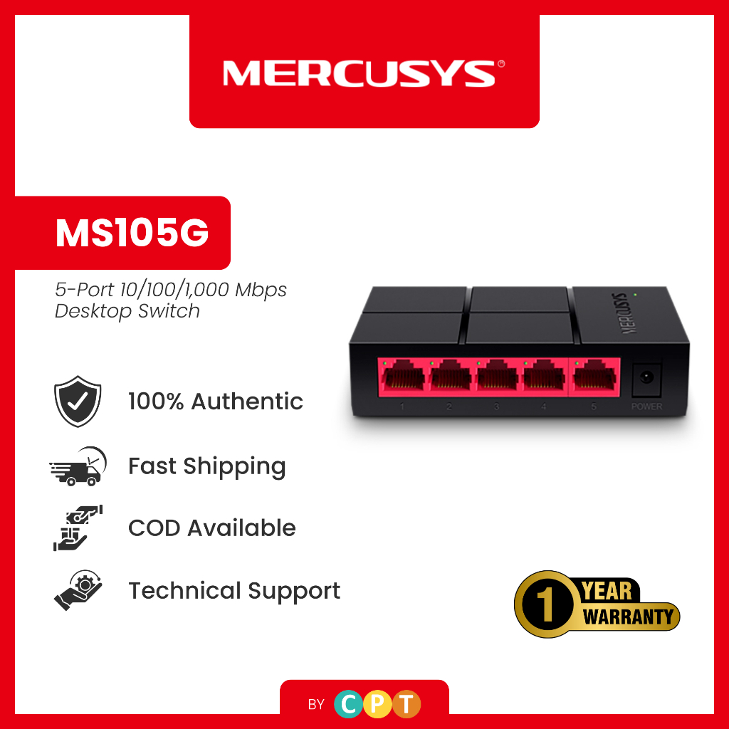 Mercusys | MS105G | 5-Port | 10/100/1000Mbps | Desktop | Network ...