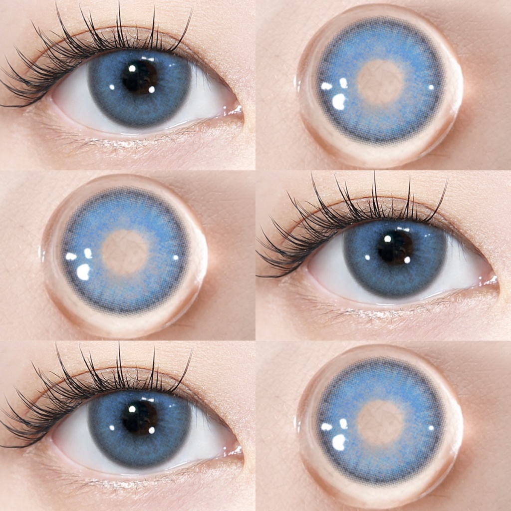 NEW Blue color contact lenses Yearly Disposable Black ring big eye ...